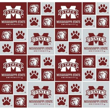 Mississippi State University Fabric Fine Cotton Classic Geometric Design-Sold by the Yard