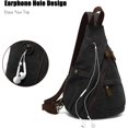 thumbnail image 3 of (Negro) Bolso de pecho retro Mochila para hombre y mujer Bolso bandolera de lona Bolso bandolera para negocios Universidad Escuela Ciclismo Camping Viajes, 3 of 5