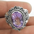 thumbnail image 3 of Amethyst Genuine Purple Gemstone Band Ring, Statement Handmade Designing Fine Jewelry, Promise Ring, Adorable Ring, Bohemian Silver Oxidized Ring, February Birthstone Ring (amethyst, Size 7), 3 of 4