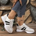 thumbnail image 6 of Womens Tennis Shoes Retro Splice Suede Trainer Althetic Shoes Casual Antislip Sneakers Lace up Running Shoes White Size 9.5, 6 of 9