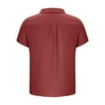 thumbnail image 3 of Dagugfen Tops for Men Plus Size Button Lapel V Neck Loose Solid Color Casual Work Short Sleeve Tee Shirts, 3 of 5