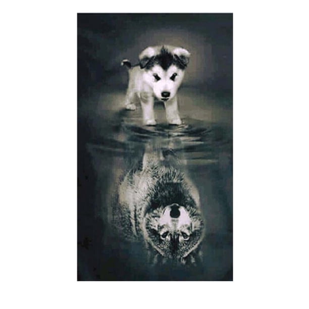 Bordado artesanías perro reflejo pintura diamante punto de cruz decoración de oficina imagen 5D DIY costura dibujo de costura seitruly JJ12211-03