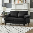 thumbnail image 2 of 59.5" Modern Classic Design with Nails Living Room Loveseat Leather Couch,Upholstered Imitation Cowhide Leather Black, 2 of 5