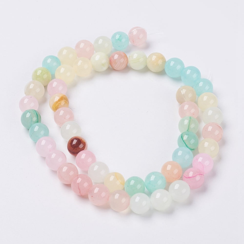 Natural Colorful Green Jade Beads Strands Dyed Round Mixed Color 10mm Hole: 1.4mm about 39pcs/strand 15.7 inch(40cm)