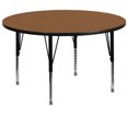 thumbnail image 1 of 60'' Round Oak Thermal Laminate Activity Table - Height Adjustable Short Legs, 1 of 3