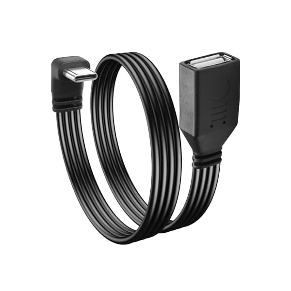 wonima11 90 Degree Right Angle USB C2.0 Cable Type C to USB Female OTG Adapter Cable USB Type C Flat Short Cable,Universal Tablet, USB Flash Drive Laptop 11.8in/30CM (Up/Down Angle)