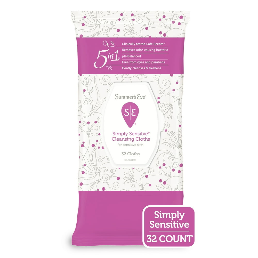 Summer's Eve Feminine Cleansing Wipes, Simply Sensitive, 32 Count