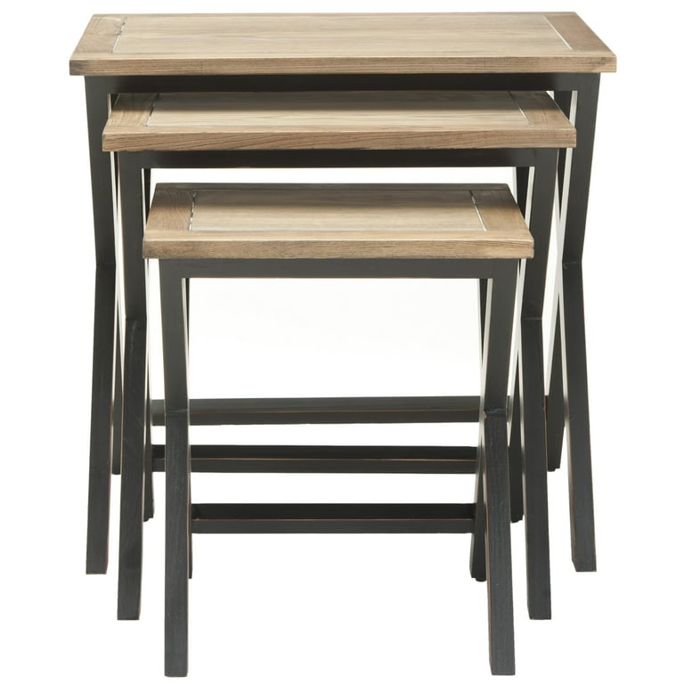 Safavieh Jack Rustic Stacking Tray Tables Black Oak Set of 3