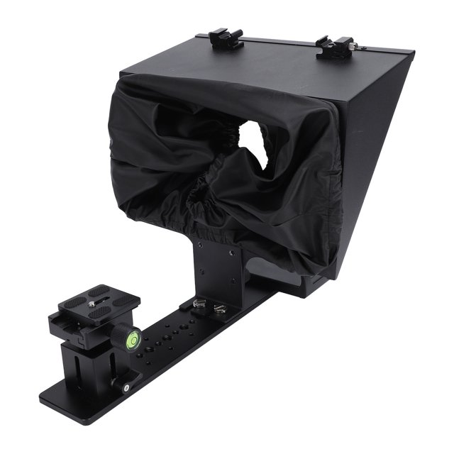 14 Inch Teleprompter, Double Cold Shoe Mount Adjustable Lens Hood Wide Angle Teleprompter for DSLR Phone Tablet for Online Teaching