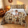 thumbnail image 3 of Homewish Halloween Scarecrow Pumpkin Queen Comforter Set, Gothic Skull Moth Comforter Sets Queen, Vintage Beige, Gray Reversible, 3pcs 1 Comforter and 2 Pillowcases, 3 of 6