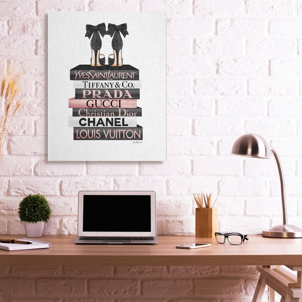 Stupell Industries Elegant Black Bow Heals on Glam Designer Bookstack Designed by Amanda Greenwood