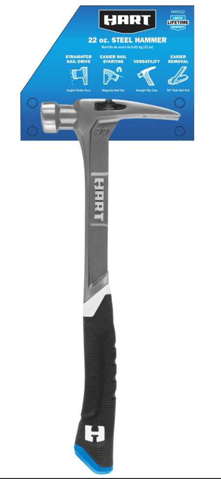 HART 22oz Steel Hammer, Rip Claw, Magnetic Nail Starter