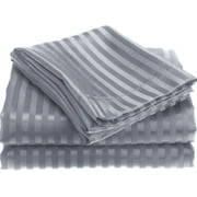 CarlyleHome 1800 Series King Size Soft Touch Embossed Stripe Sheet Set - Grey