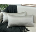 thumbnail image 2 of Aiking Home 12x24 Inches Faux Silk Rectangular Throw Pillow Cover, Zipper Closure, Silver (Set of 2), 2 of 7