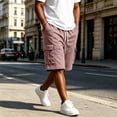 thumbnail image 2 of Resicozy Cargo Shorts for Men Cotton Summer Casual Work Shorts Drawstring Elastic Waist Stretch Bottoms with Pockets Watermelon Red S, 2 of 7