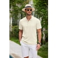 thumbnail image 2 of COOFANDY Men Casual Henley Tee Shirt Short Sleeve Band Collar Summer Beach Textured T-Shirt, 2 of 7