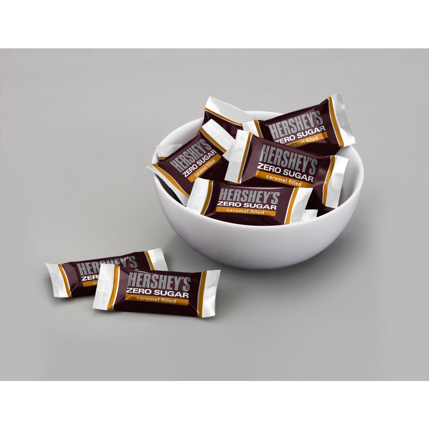 (3 pack) Hershey's Zero Sugar Caramel Filled Chocolate Candy, Bag 5.1 oz