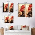 thumbnail image 4 of Designart "Vintage Sakura Scarlet Blossoms in Retro Japan II" Chrysanthemums Wall Art Set Of 2 - Traditional Red Gallery Wall Set For Home Decor, 4 of 6