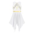 thumbnail image 6 of Aislor Women's Lyrical Dance Dress Sleeveless Tunic Asymmetric Chiffon Dress Size S-XXL A White XL, 6 of 7