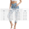 thumbnail image 3 of CBASIHI Womens Floral Denim Capri Leggings with Pockets- Workout Casual Tummy Control Elastic High Waisted Fitness Yoga Pants Cosmos Lace Size M, 3 of 8