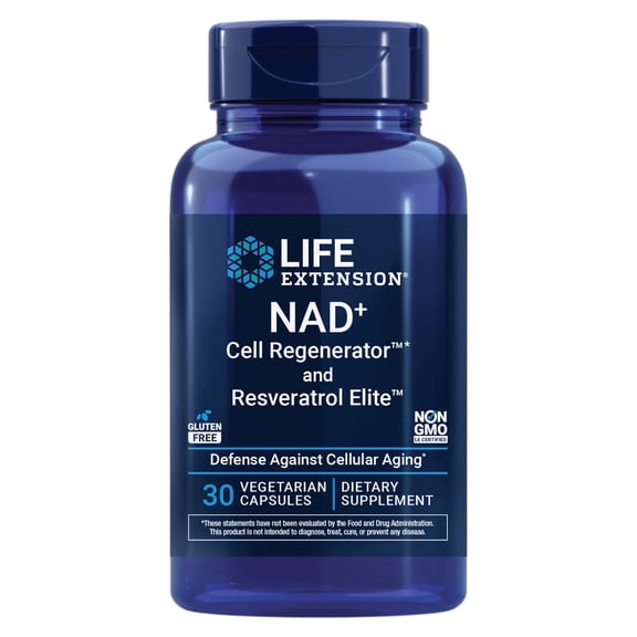 Life Extension® NAD  Cell Regenerator™ and Resveratrol Elite™, healthy aging, cellular energy, 300 mg, 30 capsules