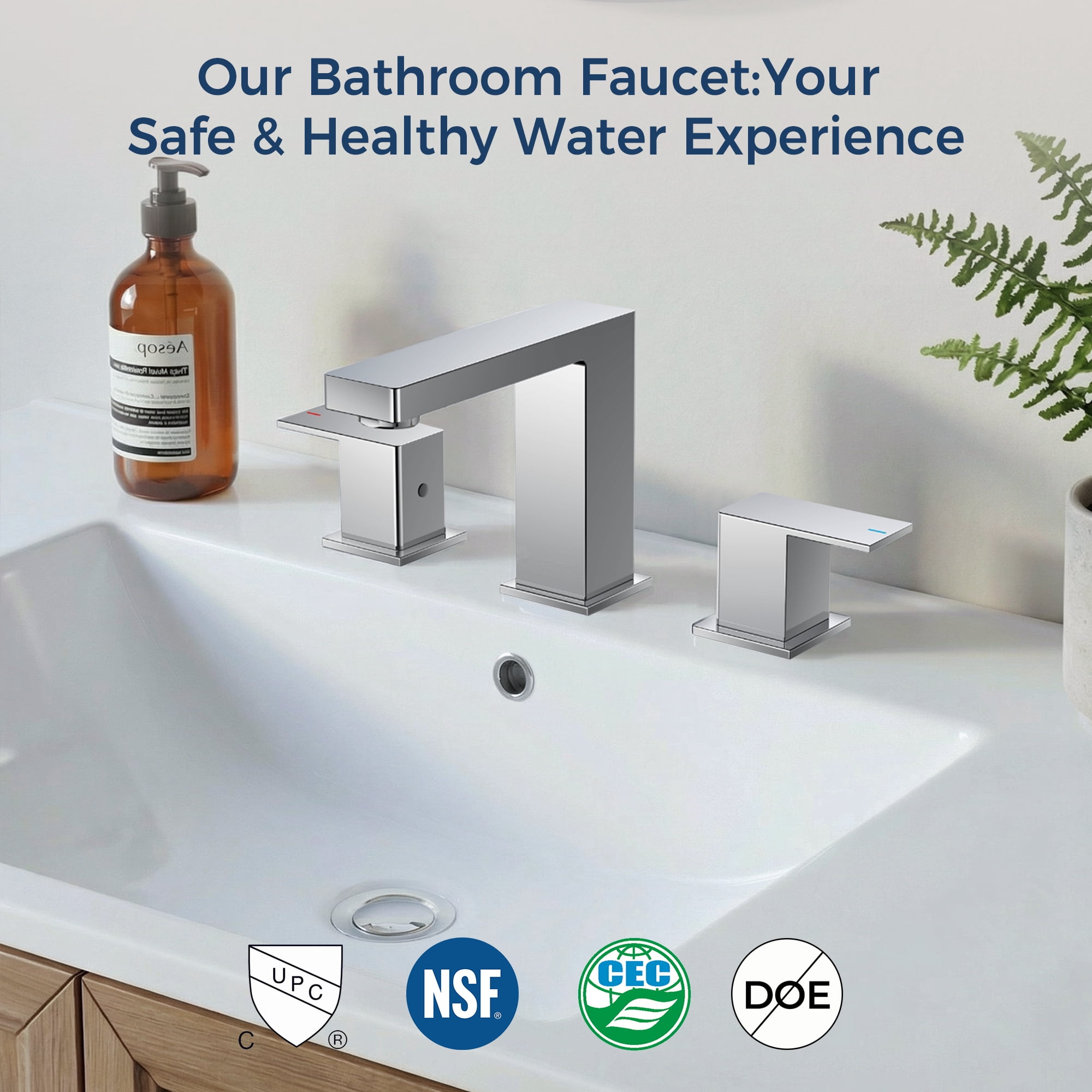 TVOFEK Bathroom Faucet 3 Hole, Chrome Bathroom Sink Faucets 8 inch Widespread with Metal Pop up Drain and cUPC Hoses for Lavatory Vanity Restroom RV