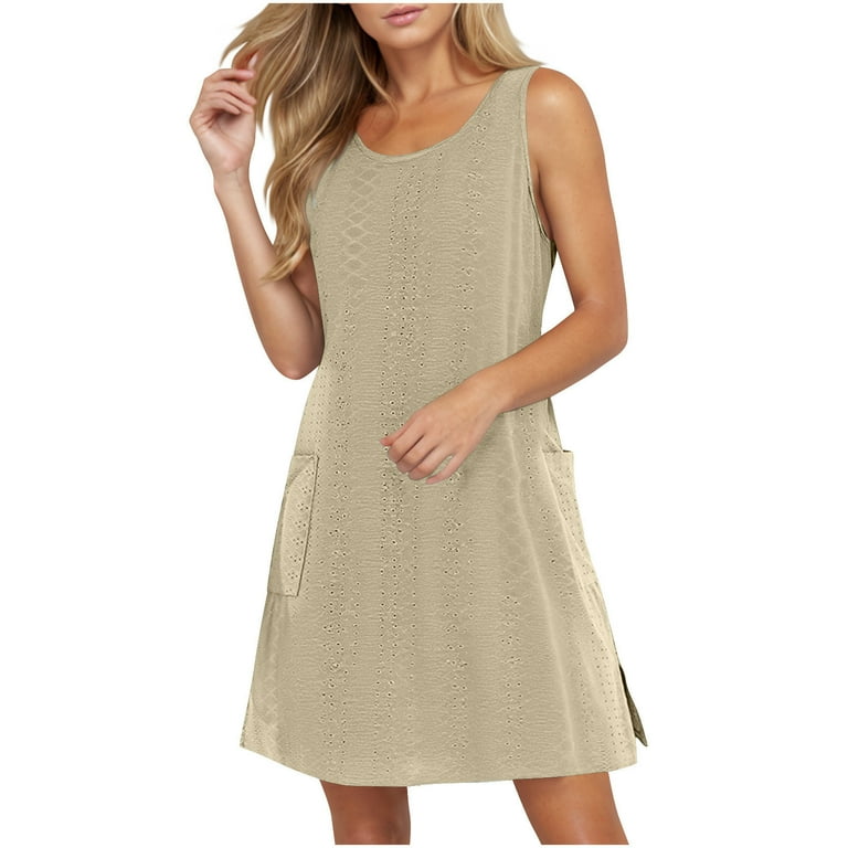 DailyTrove Women's Multi Color Sleeveless Fitted Midi Dress, Casual  Outerwear for Summer Daily Wear Effortless Styling - Walmart.com