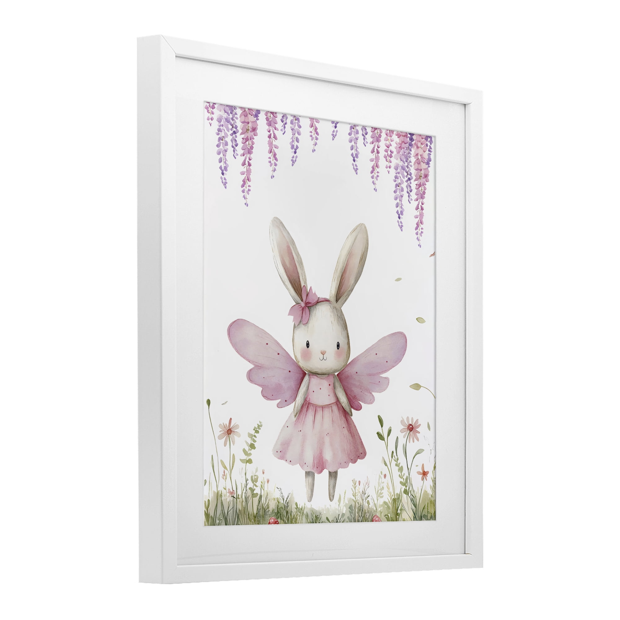 Stupell Industries Woodland Bunny Forest Fairy White Framed Print Under Glass, design by LSR Design Studio