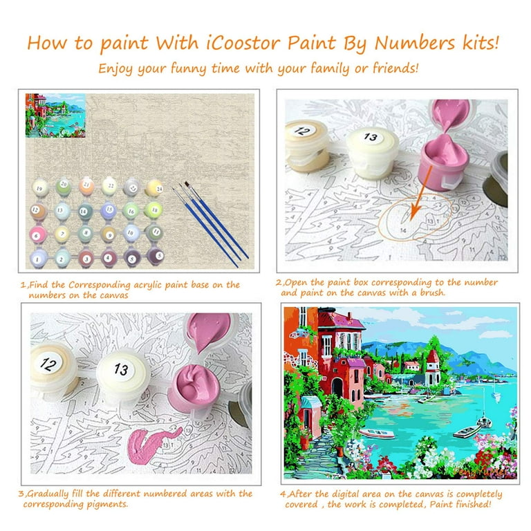 Komking DIY Oil Painting Paint By Numbers Kit For Adults Kids