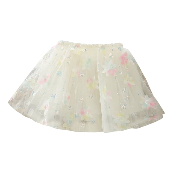 Tiijoy Toddler Girls Tutu Skirt Flower Embroidery Princess Layered Tulle Skirt, Sizes 3-4