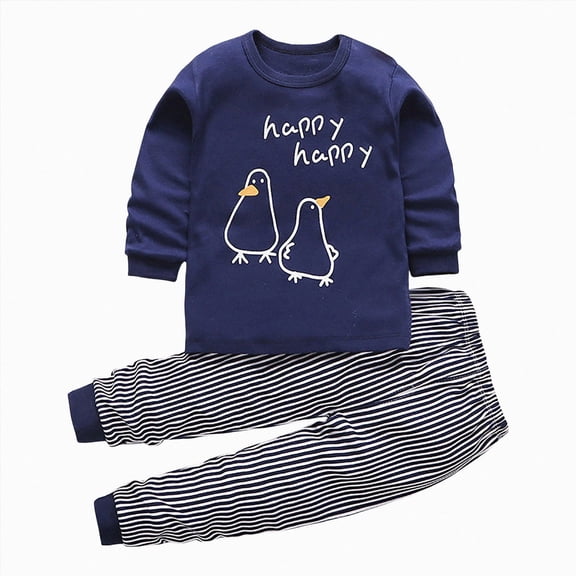 TOWED22 Toddler Baby Boy Fall Winter Clothes Set 2-Piece Color Block Sweatshirt and Joggers Pants Outfits Casual Clothing(Navy,6-7 Y)