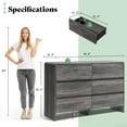 thumbnail image 2 of Papajet 6 Drawer Dresser for Bedroom, 49" Long Modern Chest of Storage Drawers with Anti-Tip Kit, Wood Cabinet Organizer, Easy Assembly, Black, 2 of 8