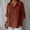 Coffee, variant on Casual Blouses, Womens Linen Cotton Shirt 3/4 Sleeve Button Down Crew Neck Loose Fit Summer Top Boho Tunic Beach Holiday Wear Everyday Outfit, Red