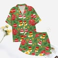 thumbnail image 4 of Ensembles de Pyjama pour Femmes Pyjamas pour Femmes Imprimé Graphique Soie Satin Mignon Vêtements de Nuit Boutons Manches Courtes Hauts Shorts Ensembles L, 4 of 5