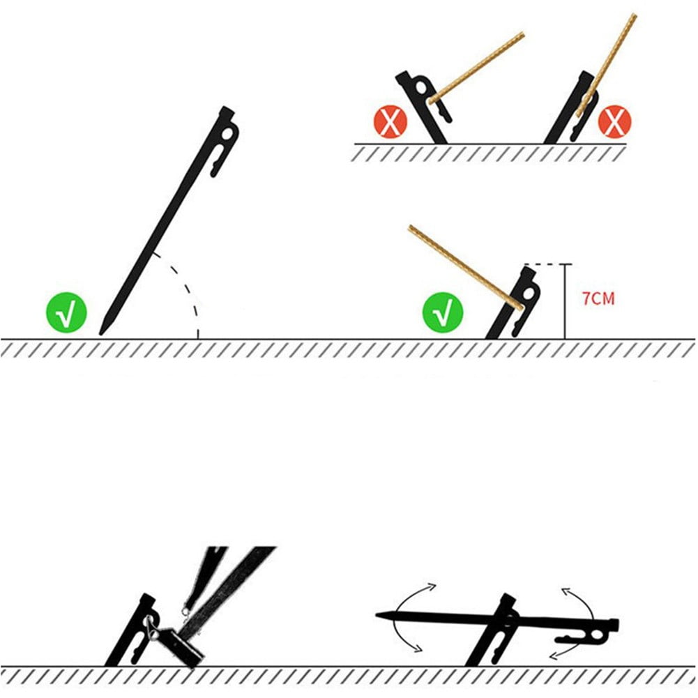 CENL 20/30/40cm Length Carbon Steel Tent Grounds Nails Stakes Outdoor Tent Pegs