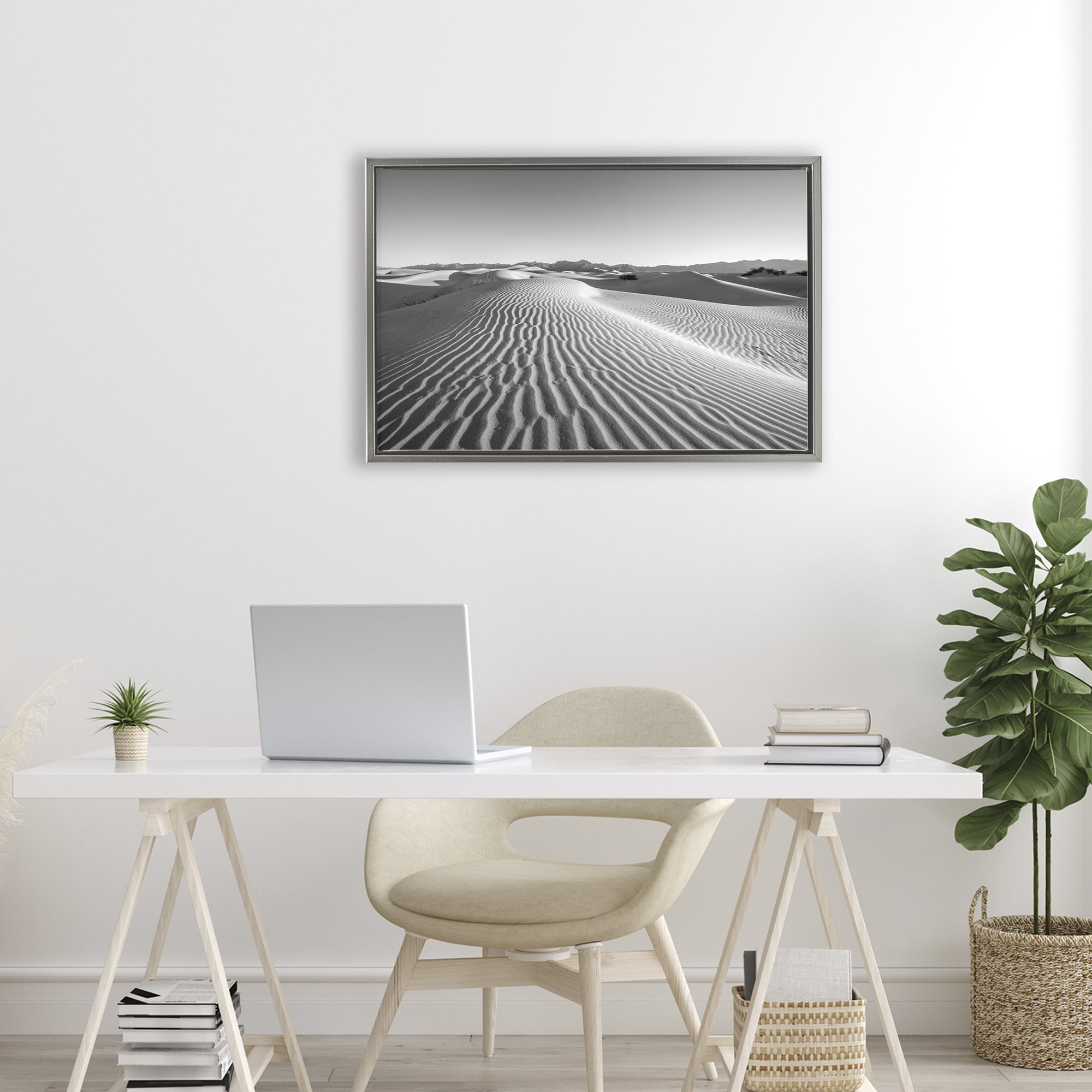 Stupell Industries Sand Waves In The Distance Gray Framed Floater Canvas Wall Art, design by Jon Evan