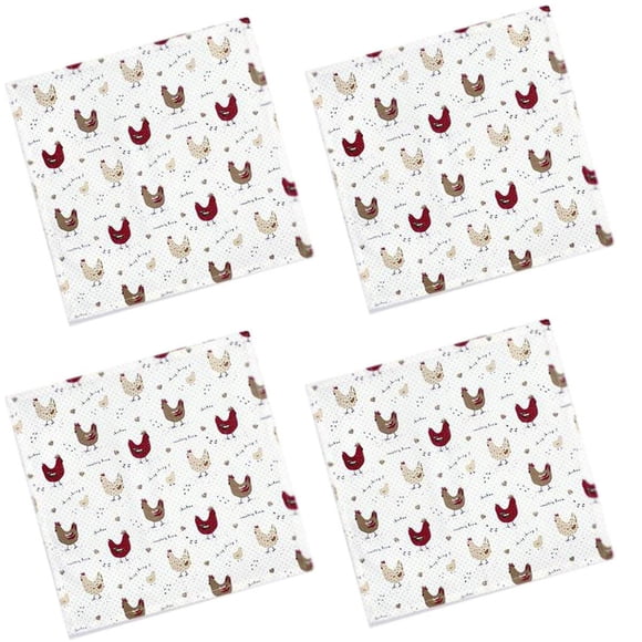 Cackleberry Home Servilletas De Tela De Algodón Con Diseño De Pollo, 18.0 In, Cuadradas, Juego De 4