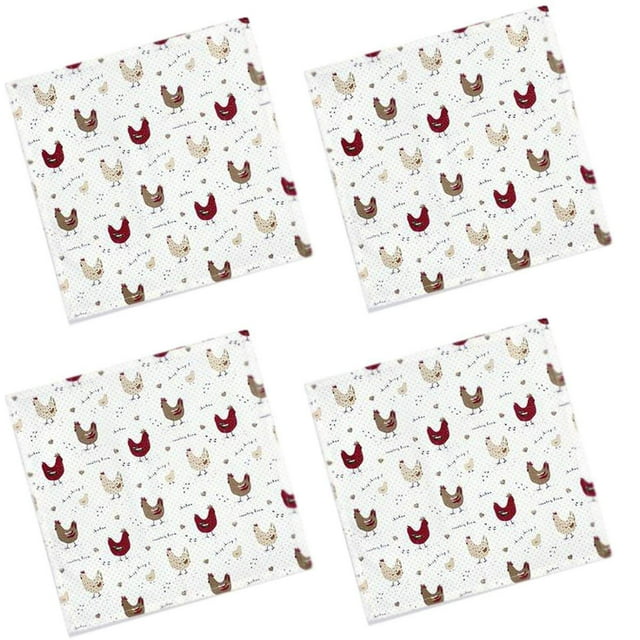 Cackleberry Home Servilletas De Tela De Algodón Con Diseño De Pollo, 18.0 In, Cuadradas, Juego De 4