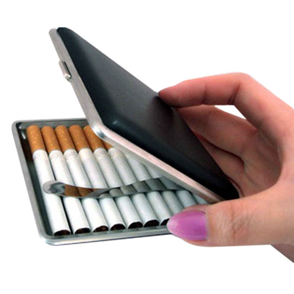  Arabesque Pattern Leather Metal Cigarette Case Holds 14  Cigarettes for 100's Cigarette (Gold) : Health & Household
