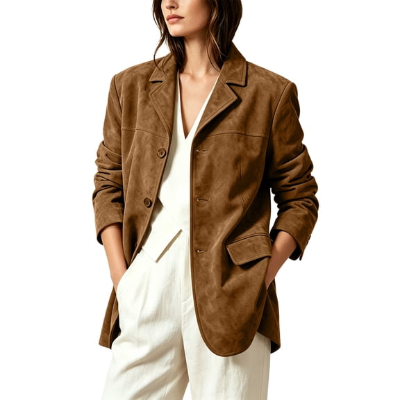 Hvogkswy Blazers for Women Business Casual Button Down Long Sleeve Coats Solid Lapel Blazer Suit Jacket with Pockets, Gifts for Women