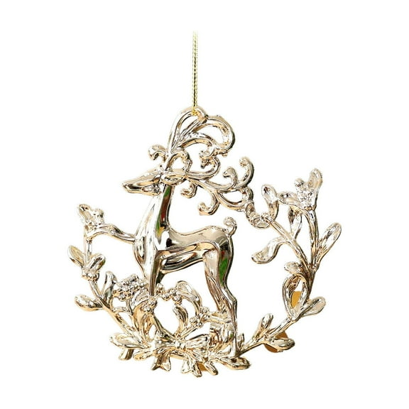 PuSpu Christmas Car Tree Hanging 1Pcs Gold Plastic 14x10x6cm Ornament Door Fireplace Xmas Holiday Decor Cheerful Accent