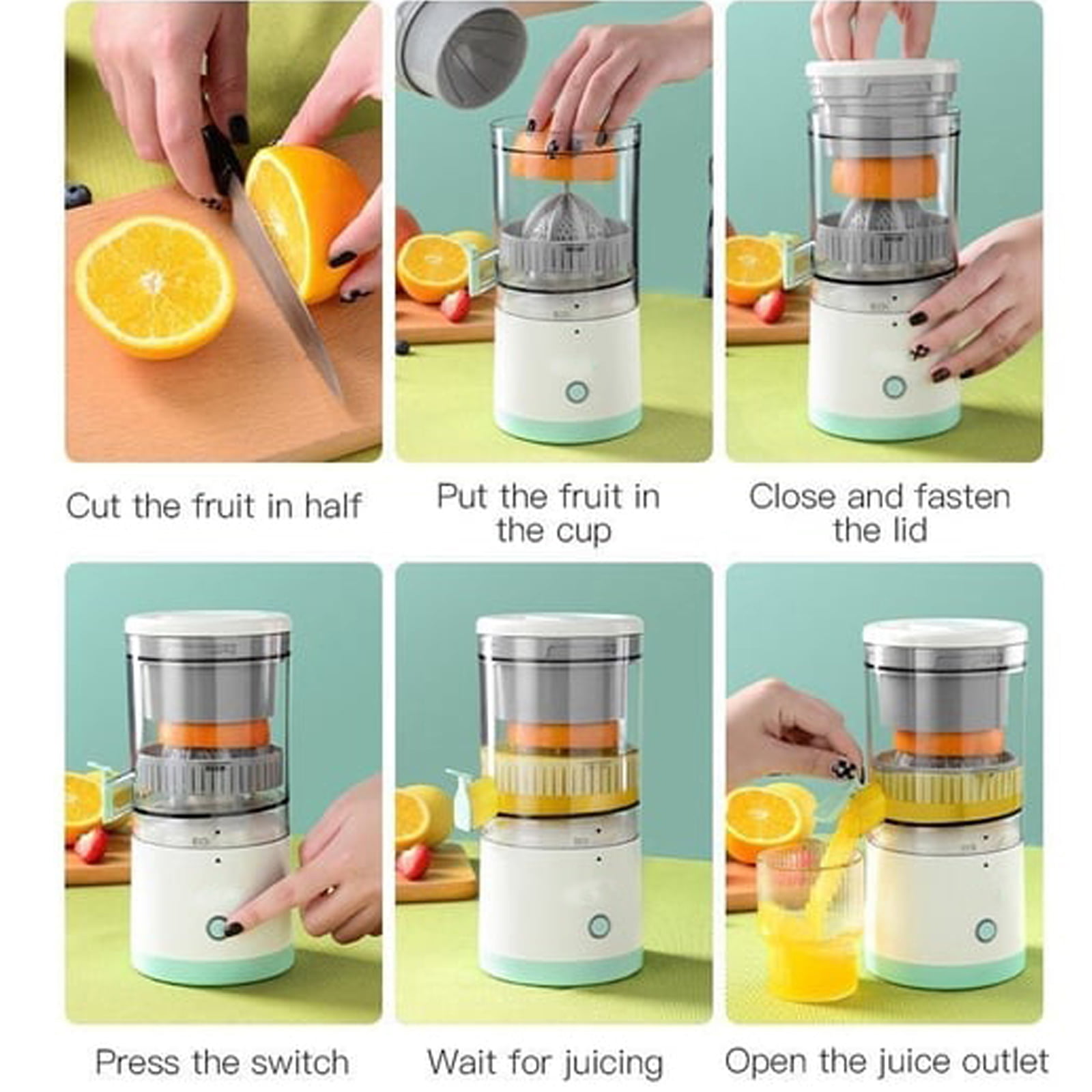 Electric Juicer Rechargeable, Portable Orange Citrus Juicer Machines with  USB and Cleaning Brush for Orange, Lemon, Citrus, Grapefruit