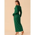 thumbnail image 4 of DARING DIVA Long Sleeve V Neck Slit Hem Maxi Cocktail Dress XL Dark Green, 4 of 5