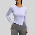 thumbnail image 4 of ZHYou No Boundaries Womens Slim Fit Long Sleeve Crop Tops,Stretchy,Active Shirts,Moisture Wicking,Athletic Yoga Quick Dry Tops,Purple,Size M, 4 of 9
