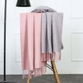 thumbnail image 4 of Women's Pashmina Shawls and Wraps Double Side Color Tassels Long Fall Scarf Pink Free Size, 4 of 5