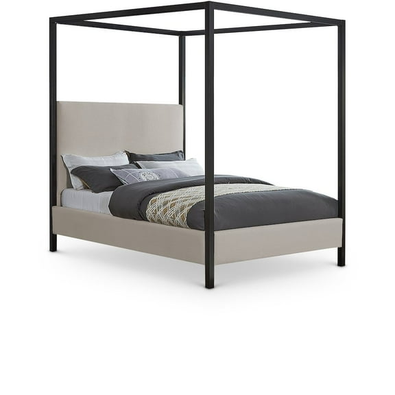 Meridian Furniture James Classic Queen Size Bed Frame, Beige