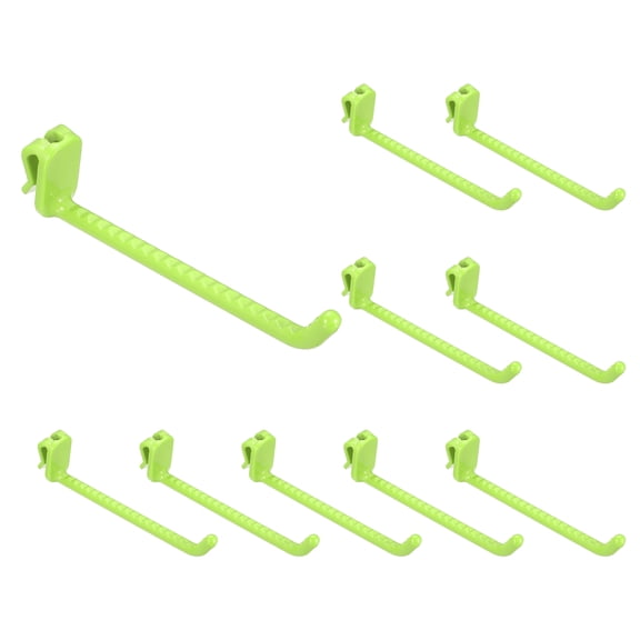 Uxcell 10 Pack Grid Wall Hooks, 4.8 Inch Grid Wall Panel Plastic Utility Hook, Shelf Hooks for Garage Store Warehouse Shop Home Hanging, Green