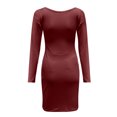 thumbnail image 6 of ZHOGXU Womens Casual Dress Long Sleeve V Neck Solid Color Knitted Fashion Comfortable Slim Fit Dresses For Casual Daily Wear,Red,S, 6 of 6