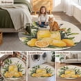 thumbnail image 6 of Summer Watercolor Round Area&nbsp;Rug 6ft Lemon Tea Vintage Rustic Linen Non-Slip&nbsp;Washable Circle Rugs Soft Felt Indoor Floor Mat for Bedroom Kitchen Living Room Bathroom, 6 of 9