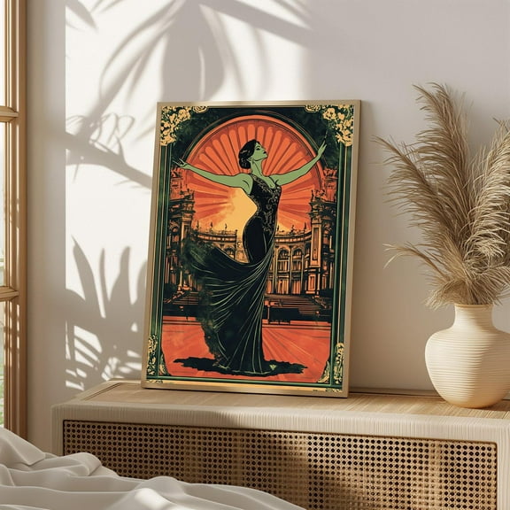 Art Deco Woman in Black Gown Elegant Vintage Poster Print Poster, Retro Glam Wall Art, Sophisticated Home Decor 564, Size 8x12 UNFFRAMED F03.1.6l2283